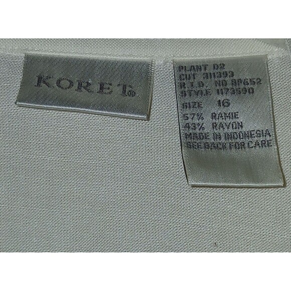 Vtg Koret Women's White Top Sz 16 XL Embroidery Ramie Button-Down Chic Travel - Picture 8 of 9